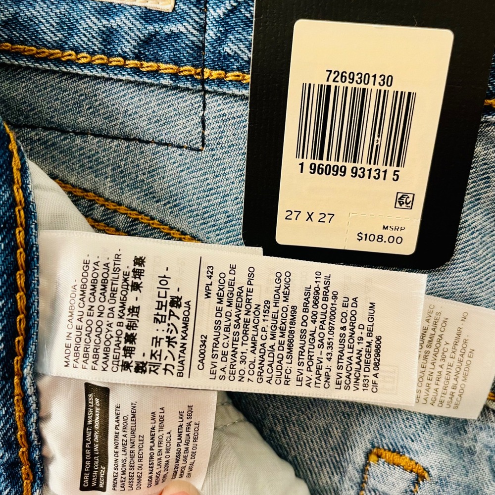 Levis Premium Ribcage Straight Ankle Jeans Women 27x27 In the Middle Blue Denim - Picture 8 of 14